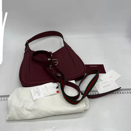 Gucci Jackie 1961 Small Burgundy Grained Leather Shoulder Bag