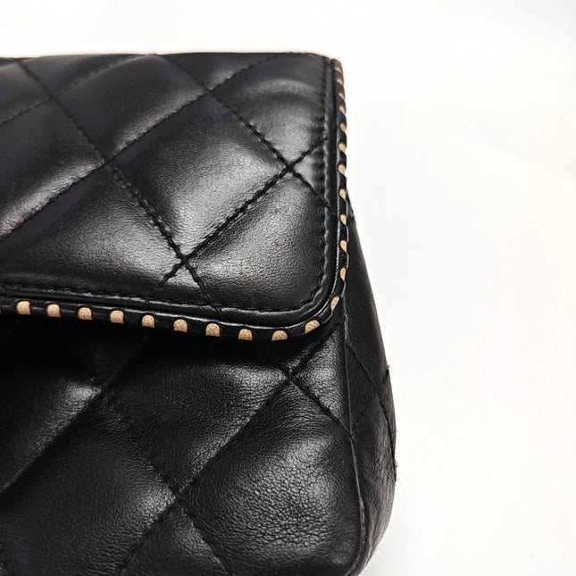 Chanel Classic Flap Medium Happy Stitch Cuir de veau vieilli noir Finitions dorées, 2015-2016