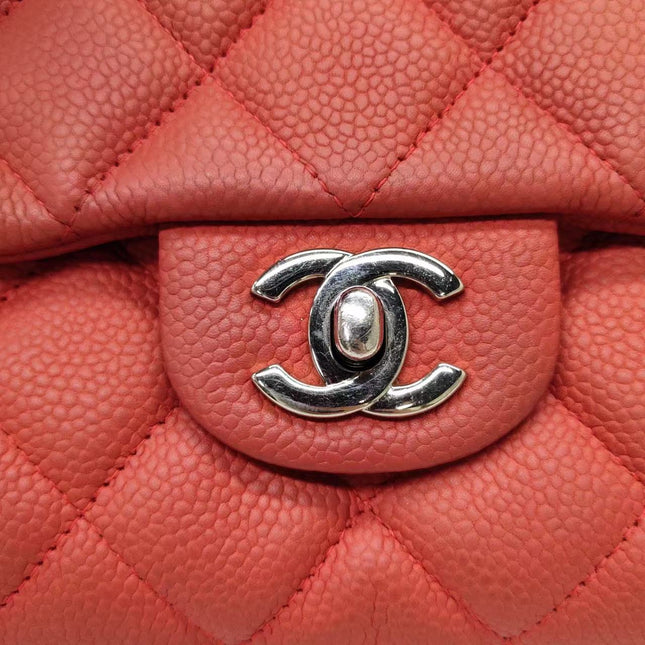 Chanel Envelope Clutch with Chains 2013 Shoulder Bag Coral Red Caviar Leather