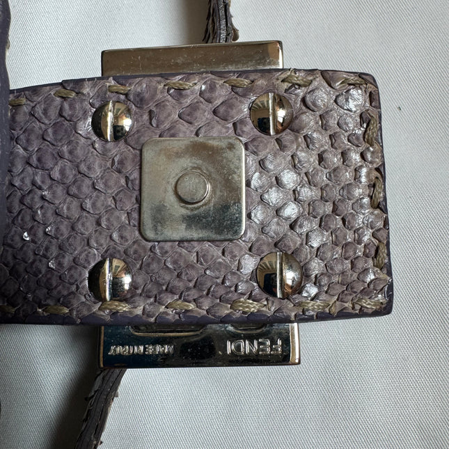 Fendi Baguette Purple Snakeskin Cutout Shoulder Bag