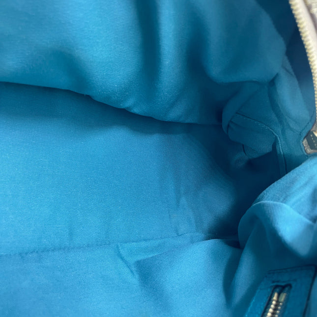 Gucci Horsebit Boston Bowling Handbag Monogram Canvas Blue Leather