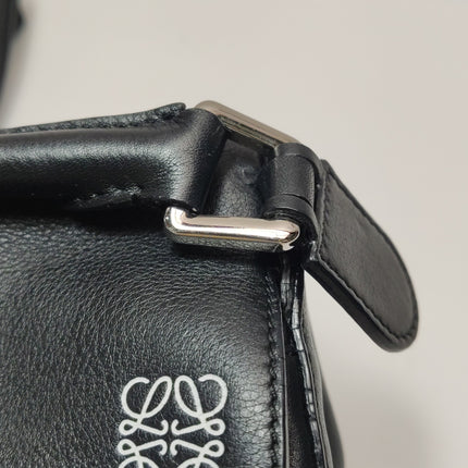 Loewe Puzzle Small Black Smooth Leather White Logo With Metal Feet 2016