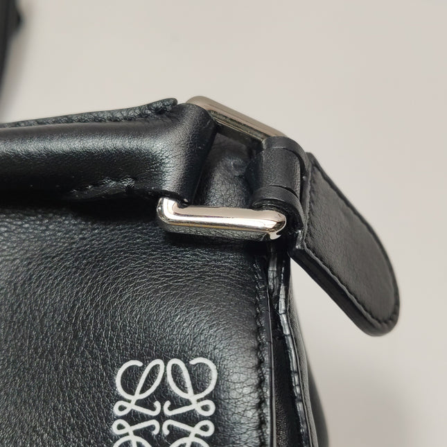 Loewe Puzzle Small Black Smooth Leather White Logo With Metal Feet 2016