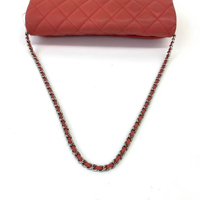 Chanel Envelope Clutch with Chains 2013 Shoulder Bag Coral Red Caviar Leather