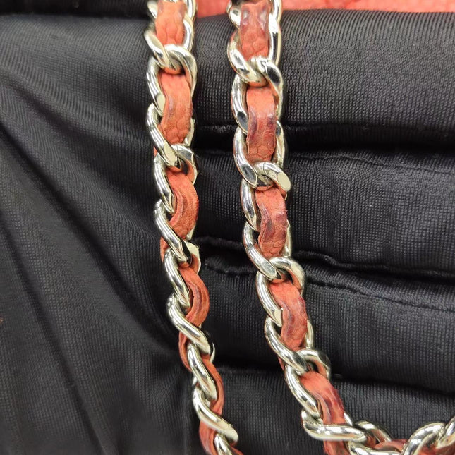 Chanel Envelope Clutch with Chains 2013 Shoulder Bag Coral Red Caviar Leather