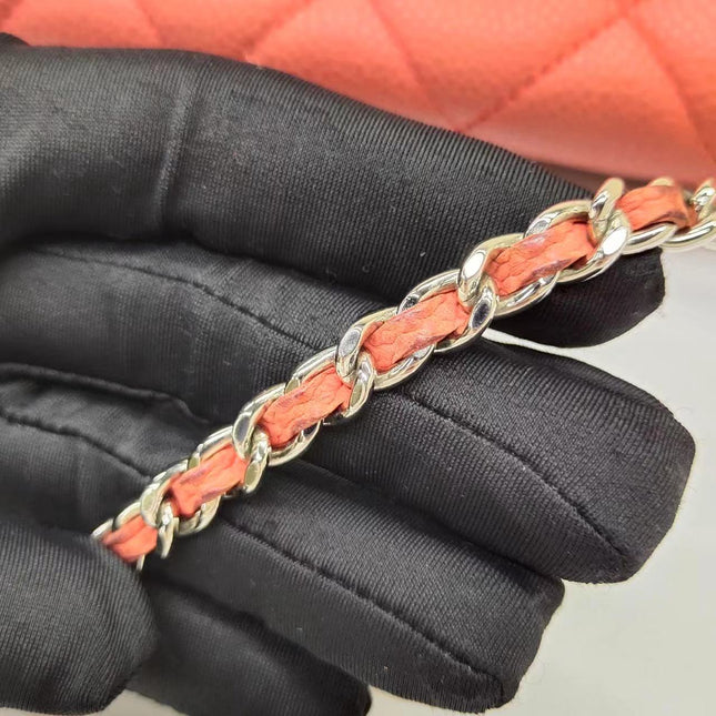 Chanel Envelope Clutch with Chains 2013 Shoulder Bag Coral Red Caviar Leather
