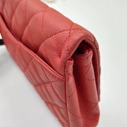 Chanel Envelope Clutch with Chains 2013 Shoulder Bag Coral Red Caviar Leather