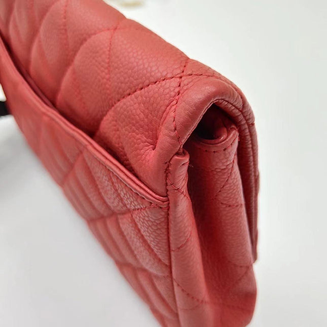 Chanel Envelope Clutch with Chains 2013 Shoulder Bag Coral Red Caviar Leather