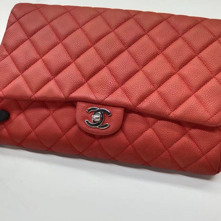 Chanel Envelope Clutch with Chains 2013 Shoulder Bag Coral Red Caviar Leather