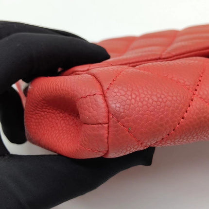 Chanel Envelope Clutch with Chains 2013 Shoulder Bag Coral Red Caviar Leather