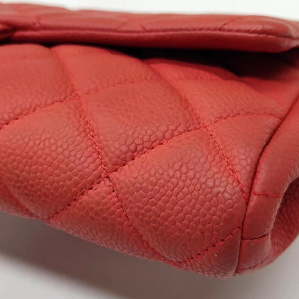 Chanel Envelope Clutch with Chains 2013 Shoulder Bag Coral Red Caviar Leather