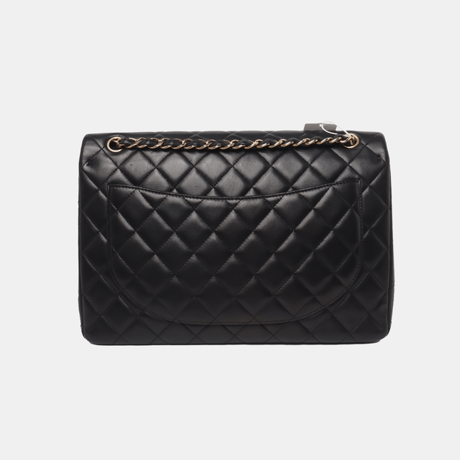 Sold Chanel Classic Flap Maxi Black Lambskin Leather Double Flap with Gold Hardware, 2014-2015