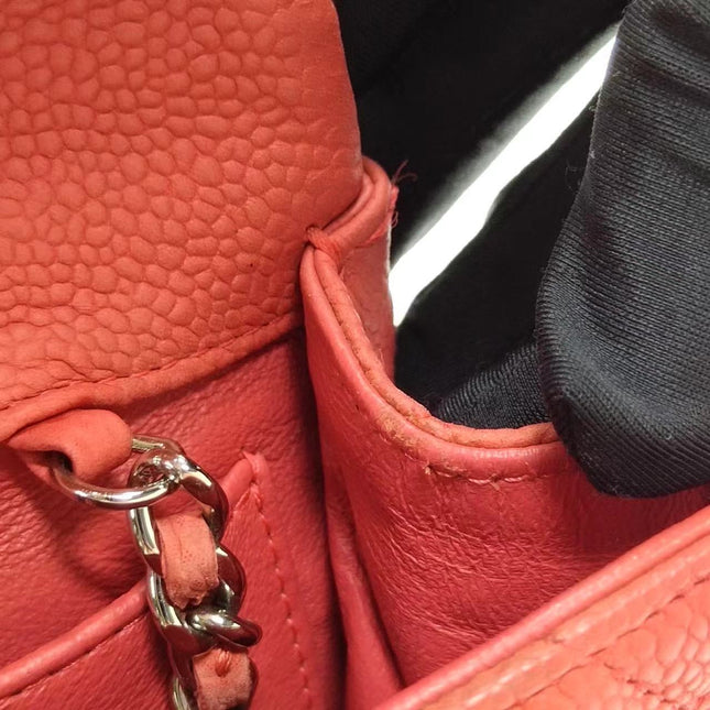 Chanel Envelope Clutch with Chains 2013 Shoulder Bag Coral Red Caviar Leather