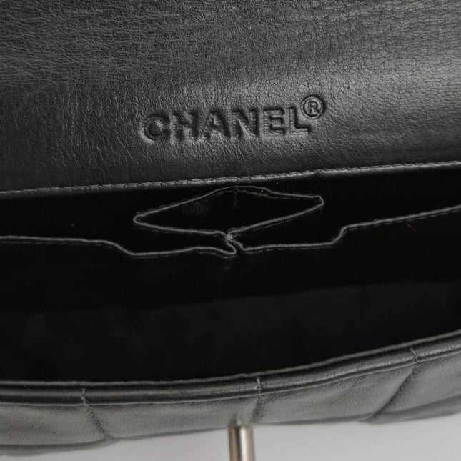 Chanel East West Chocolate Bar Black Leather Silver Hardware, 2000-2002