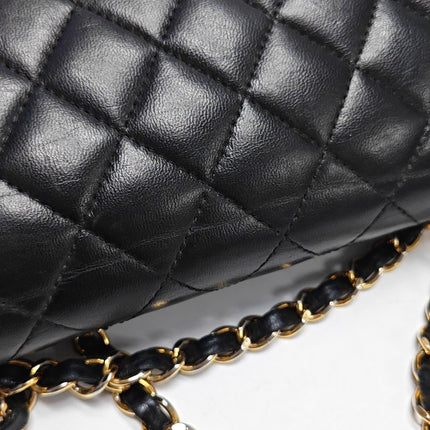 Chanel Timeless Classic Flap Medium Black Lambskin Leather Gold Hardware