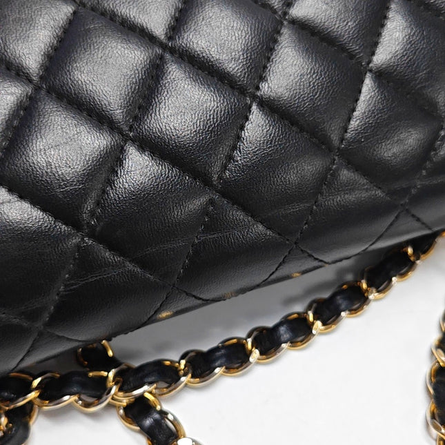 Chanel Timeless Classic Flap Medium Black Lambskin Leather Gold Hardware