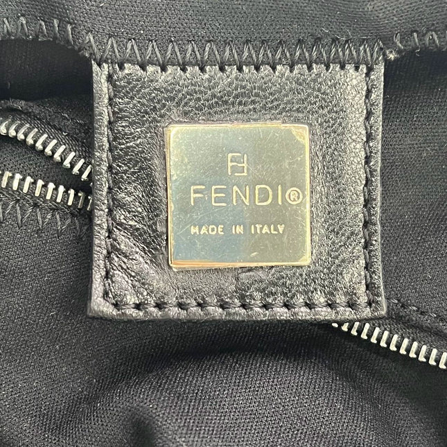FENDI Baguette Vintage Black Cloth Silver Hardware Shoulder Bag