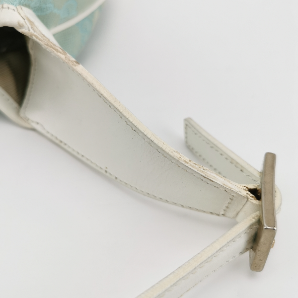 Sold Gucci Jackie Vintage Blue Nylon White Leather Shoulder Bag Medium