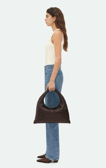 Bottega Veneta Hop Hobo Small Leather Chocolate Brown