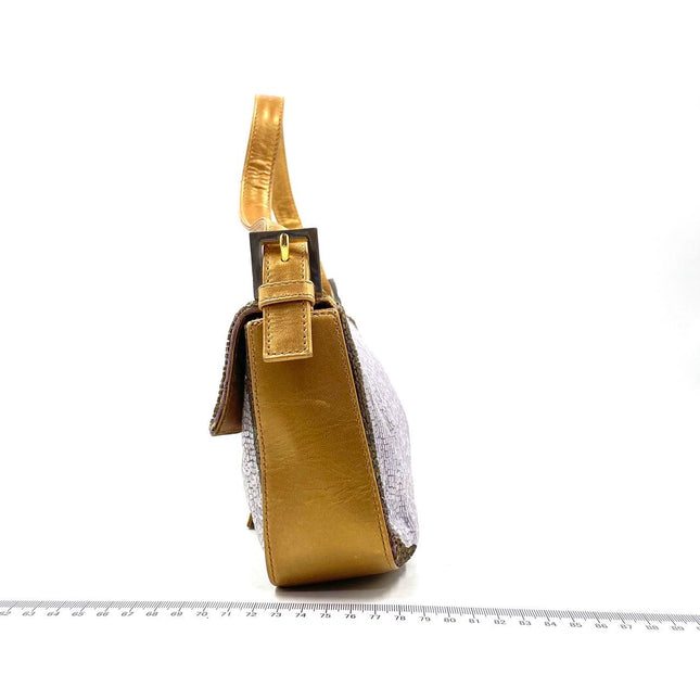 Sold FENDI Baguette Lilac Purple Glitter beads and Gold Leather