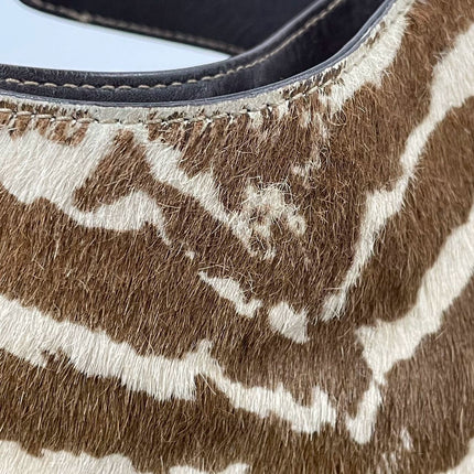 Gucci Jackie Vintage Zebra Print Pony-style Calfskin Side Horsebit