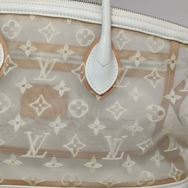 Louis Vuitton Lockit White Mesh Monogram and Leather Handbag