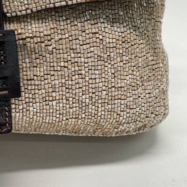 Fendi Baguette Shoulder bag with Glitter Beige Beads