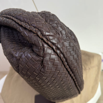 Sold Bottega Veneta Belly Hobo Intrecciato Lambskin Leather Dark Chocolate Brown Large 50cm