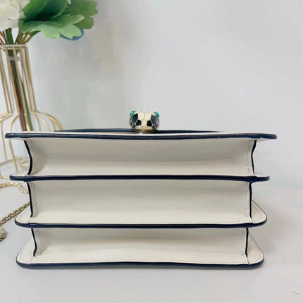 Bvlgari Serpenti Forever Small Leather Top Handle Crossbody Bag White