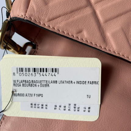 Sold FENDI Baguette Rosa Bourbon Pink Leather 3D FF Motif Crossbody bag