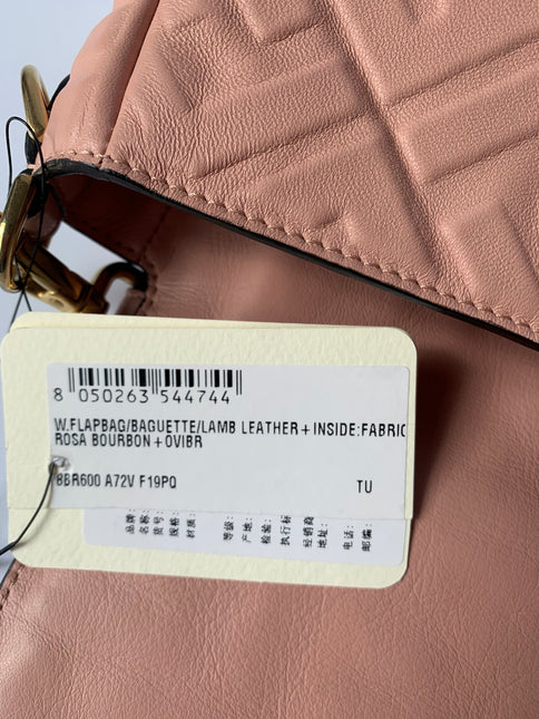Sold FENDI Baguette Rosa Bourbon Pink Leather 3D FF Motif Crossbody bag