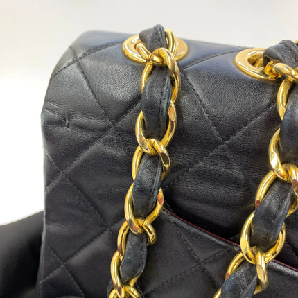 Chanel 1996 Vintage Classic Maxi Flap Black Lambskin Leather Giant CC 24 Gold Hardware