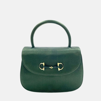 Gucci Horsebit Night Super Mini Green Satin Top Handle Bag with Strap-Luxbags