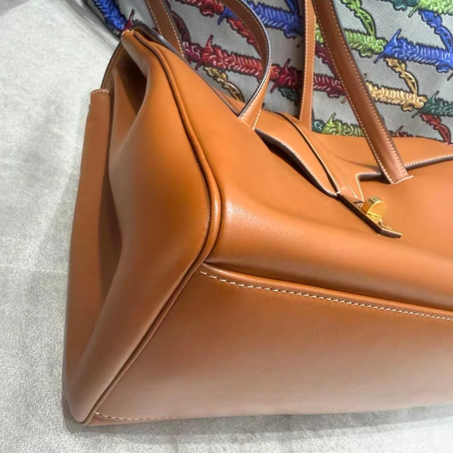 Celine Soft 16 Bag Medium Caramel Natural Tan Smooth Satin Calfskin Leather