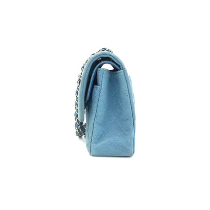 Chanel Timeless Classic Flap Medium Light Blue Caviar Leather Silver Hardware