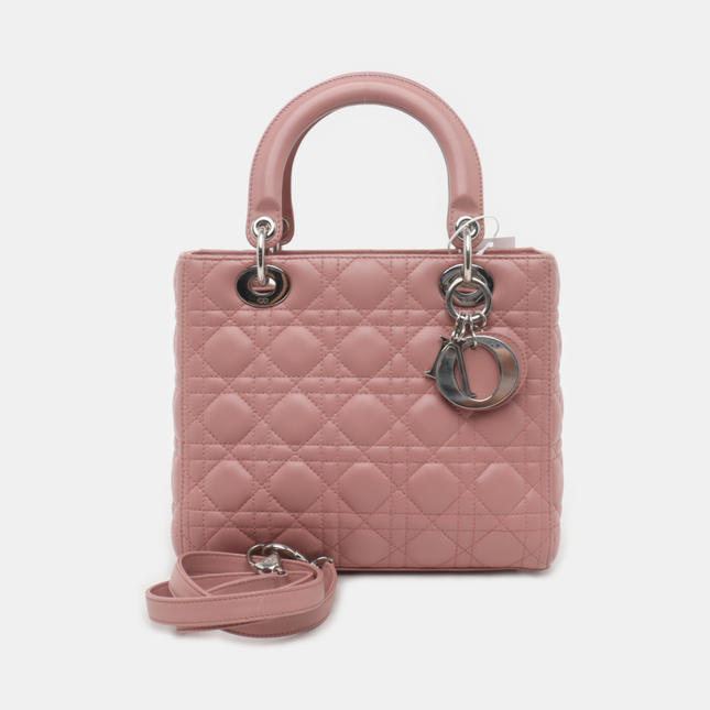 Lady Dior Medium Handbag Lipstick Pink Cannage Leather Gold Hardware