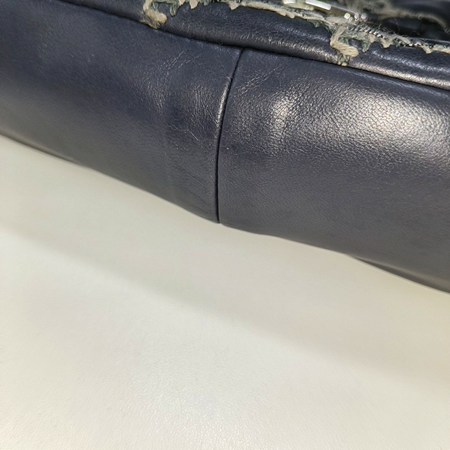 Chanel Tweed Square Stitch on Leather Bubble Grey Medium Shoulder Bag