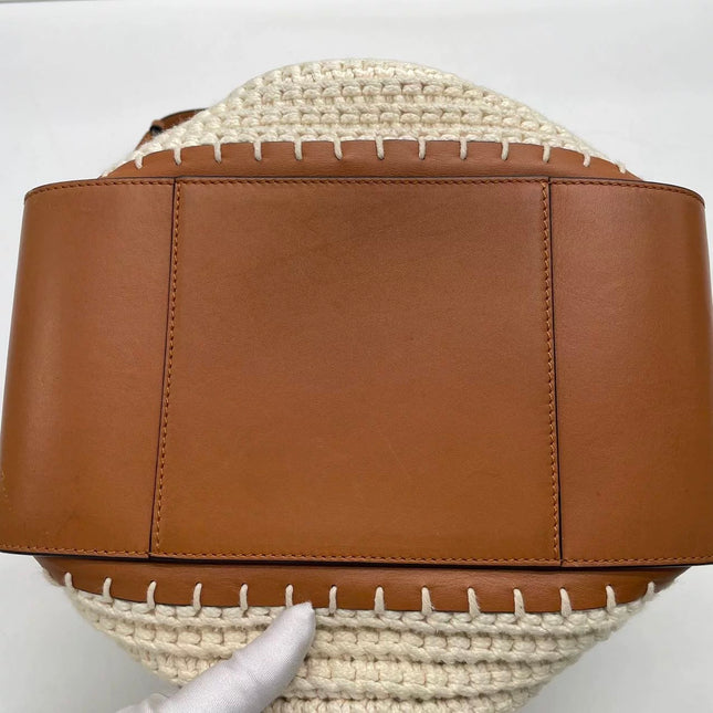 Loewe Hammock Mini Brown Leather Raffia Top Handle Crossbody Bag