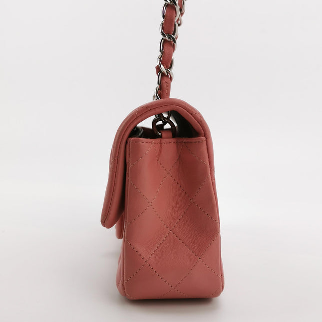 Chanel Classic Flap Mini 2016 Pink Lambskin Leather Silver Hardware