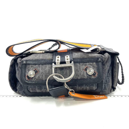 Dior Flight Medium Black Oblique Monogram Orange Strap Shoulder Bag-Luxbags