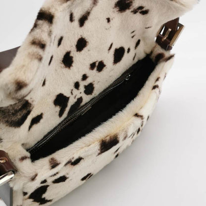 Fendi Baguette Pony-style Leather Dalmatian Print Cream White