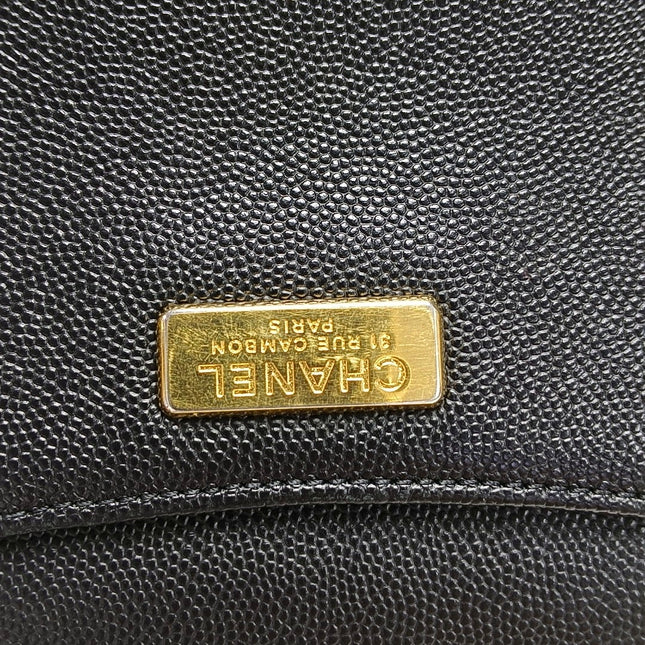 Chanel Captain Gold Small Flap Bag Black Caviar Leather Shoulder Bag