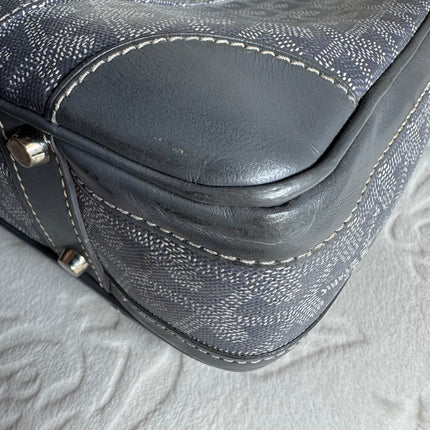 Goyard Ambassade Document Case Small 35cm Handbag Grey Canvas Leather Silver Hardware