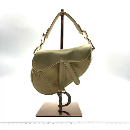 Dior Saddle Mini Silk Handbag Light Gold with Crystals