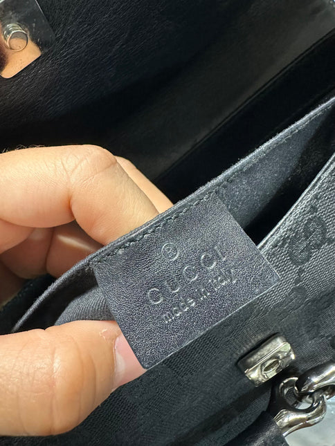 Sold Gucci Horsebit 1955 Cloth Black Monogram Shoulder bag