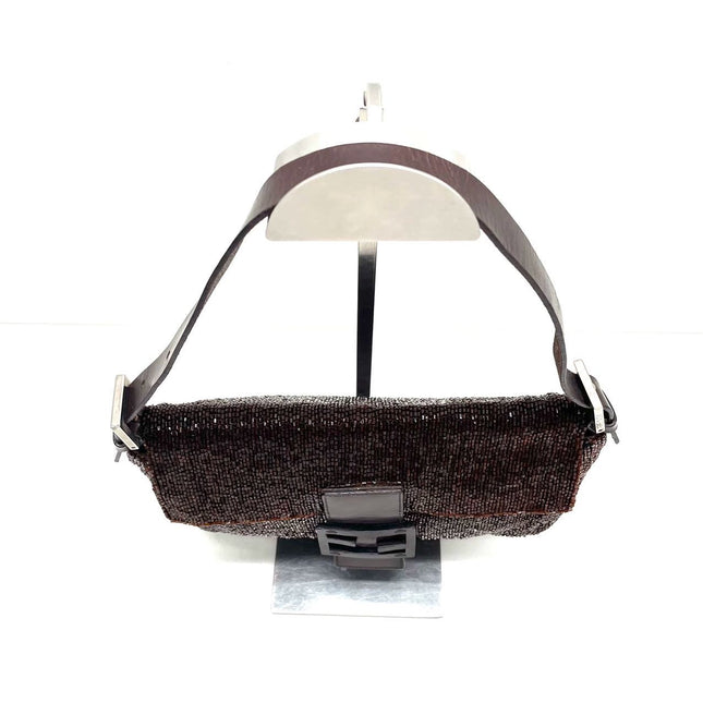 Sold Fendi Baguette Vintage Dark Chocolate Brown Glitter Beads