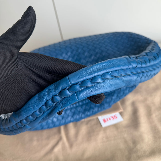 Sold Bottega Veneta Veneta Hobo Medium Blue Intrecciato Leather Bag 47cm