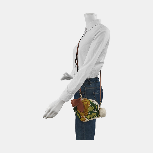 Loewe x William De Morgan Bunny Rabbit Floral Embroidered Brown Yellow Multicolor Crossbody Bag