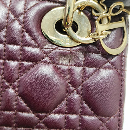 Lady Dior Small My Abcdior Purple Lambskin Cannage Leather Gold Hardware