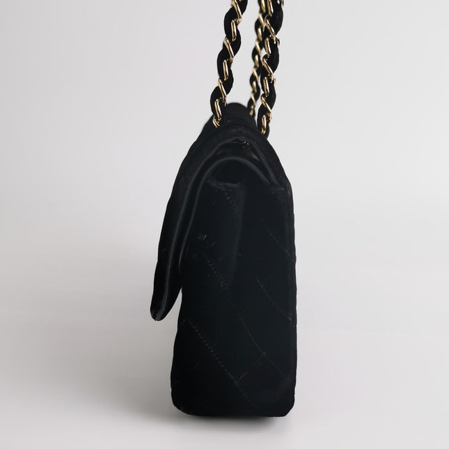 Chanel Classic Flap Medium Black Velvet Gold Hardware, 2014-2015